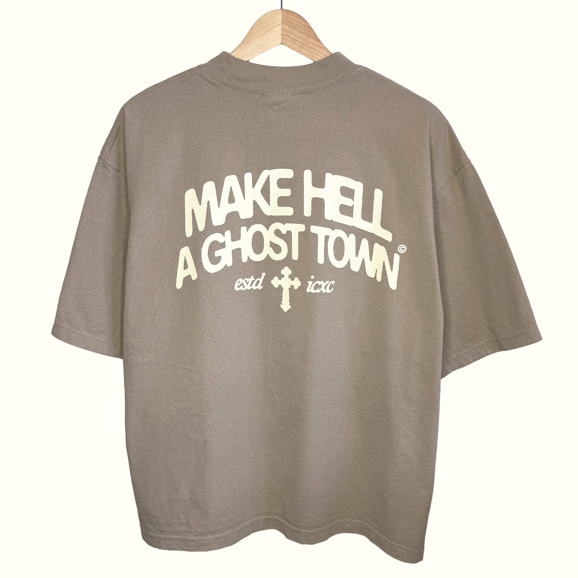 MHAGT© - Oversized Tee (Tan) – Ghost City Christian Apparel